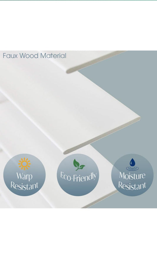 Blinds House Solution, Custom Made 2 Inch Faux Wood Cordless Horizontal Window Blinds for Doors, Ghost White/Snow White, Outside Mount, (22" W x 70" L)