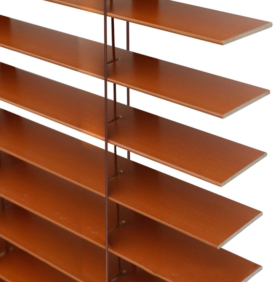 Blinds House Solution 2 Inch Real Wood Cordless Window Blinds, Custom Size, White, Inside or Outside Mount, Manual Tilt