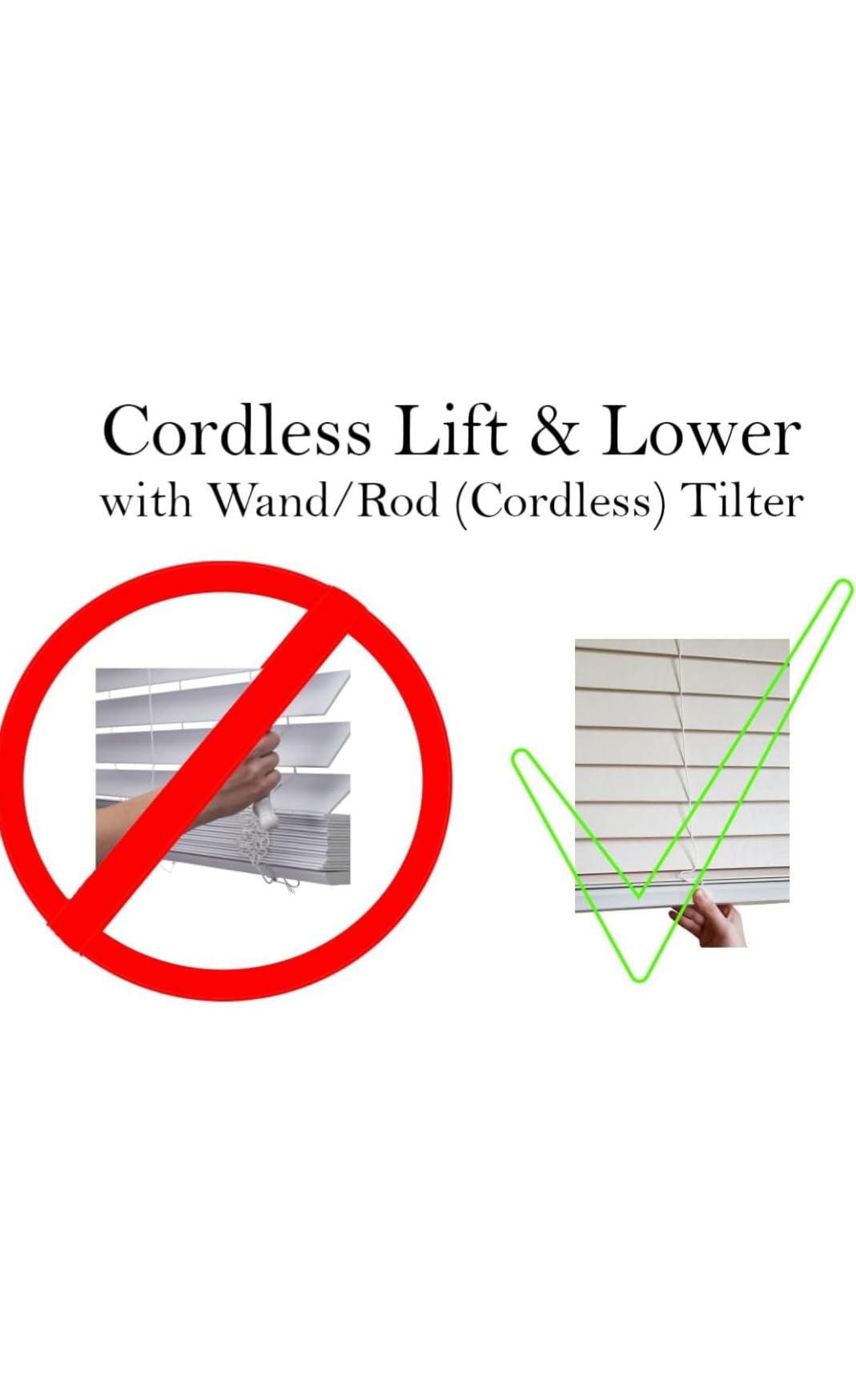 Blinds House Solution, Custom Made 2 Inch Faux Wood Cordless Horizontal Window Blinds for Doors, Ghost White/Snow White, Outside Mount, (22" W x 70" L)