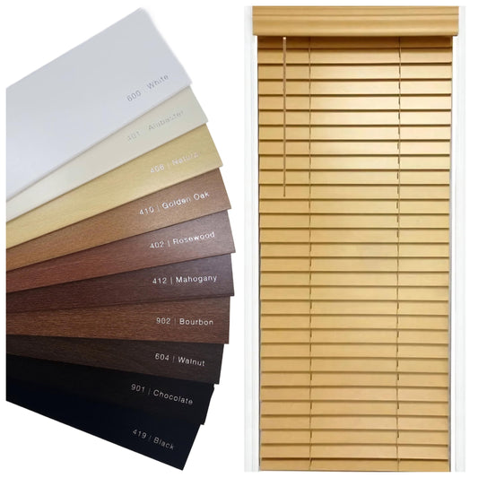 Blinds House Solution 2 Inch Real Wood Cordless Window Blinds, Custom Size, White, Inside or Outside Mount, Manual Tilt