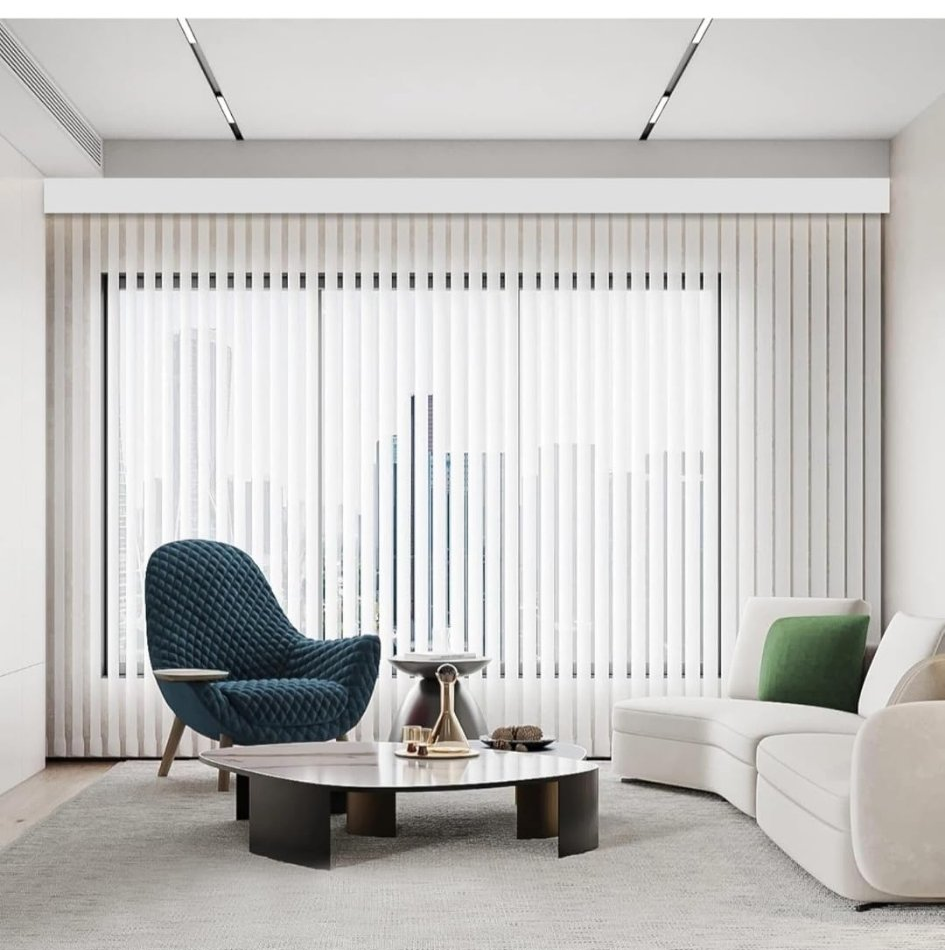 Vertical blinds - bright living room