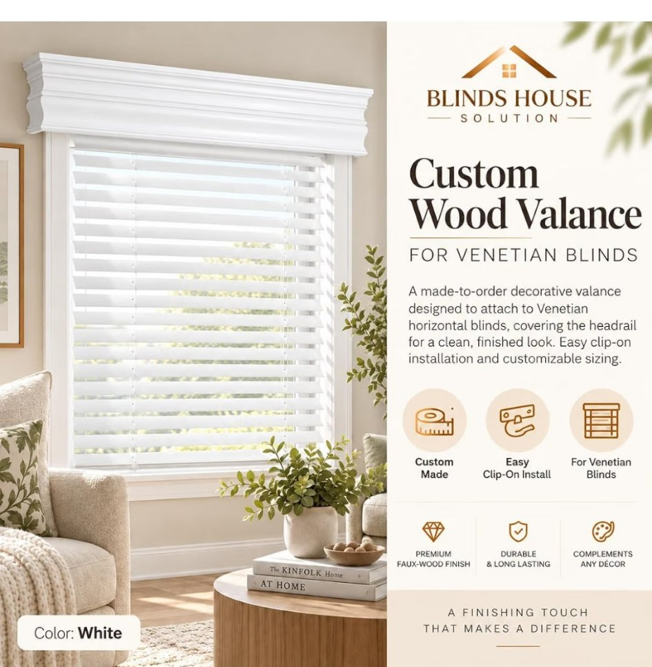 Custom Wood Valance for Venetian blinds - overview